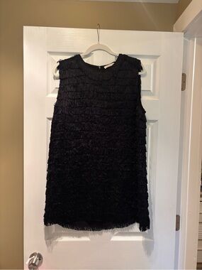 DOEN Fringe Black Mini Dress NWT